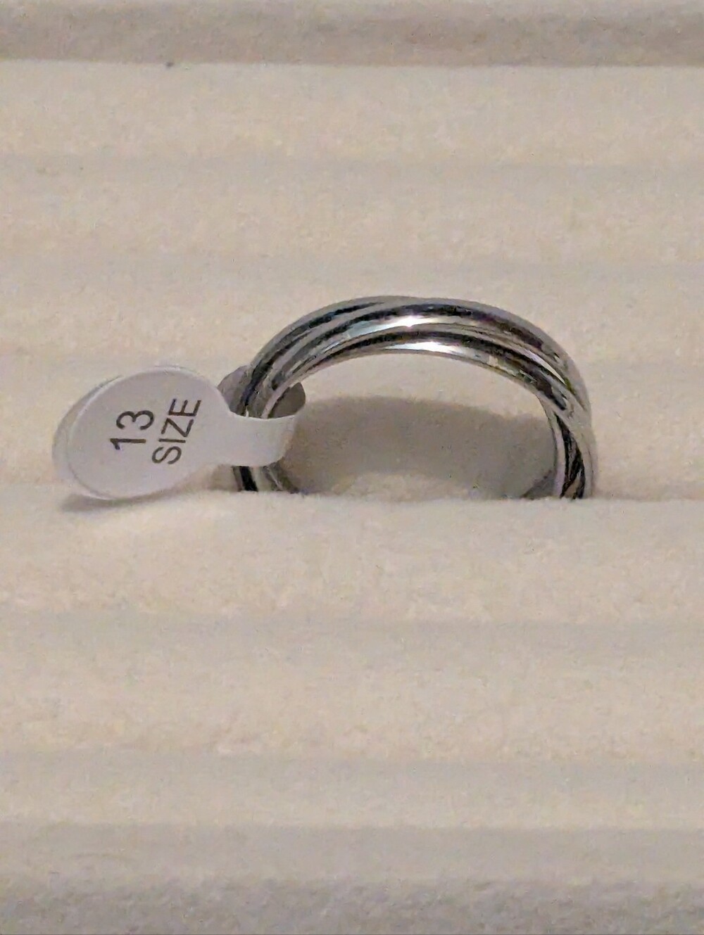 18K White Gold Plated Band • Size 13 • Polished Shine W62826-4